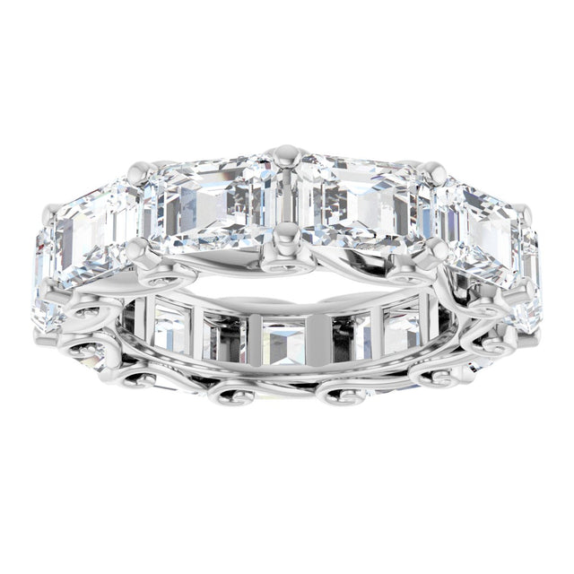 Platinum Emerald Natural Diamond Sculptural Eternity Band - 5.8x4.2mm Stones - view 3