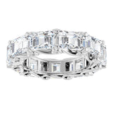 14K Gold Emerald Natural Diamond Sculptural Eternity Band - 5.8x4.2mm Stones - White Gold - view 3