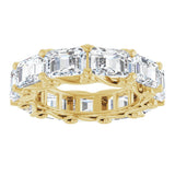 14K Gold Emerald Lab-Grown Diamond Sculptural Eternity Band - 5.8x4.2mm Stones - Yellow Gold - view 3