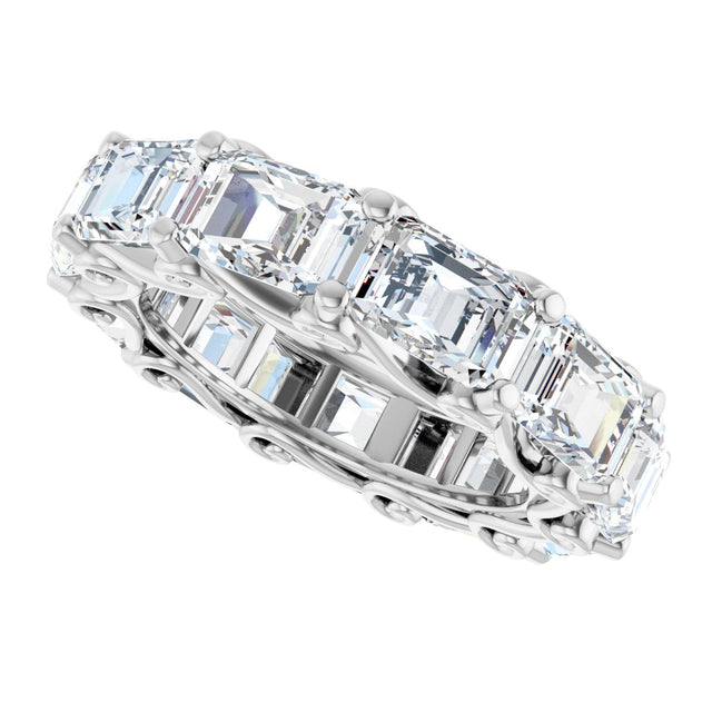 14K Gold Emerald Lab-Grown Diamond Sculptural Eternity Band - 5.8x4.2mm Stones - White Gold - view 5