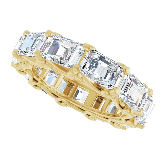 14K Gold Emerald Lab-Grown Diamond Sculptural Eternity Band - 5.8x4.2mm Stones - Yellow Gold - view 5