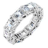 14K Gold Emerald Natural Diamond Sculptural Eternity Band - 5.8x4.2mm Stones - White Gold