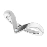 14K Gold Natural Diamond Contour Band – 1.2 mm Round - White Gold - view 5