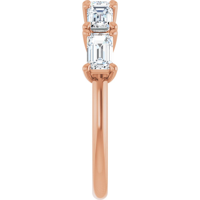 14K Gold Emerald Natural Diamond Five-Stone Anniversary Band - 3 CTW - Rose Gold - view 4