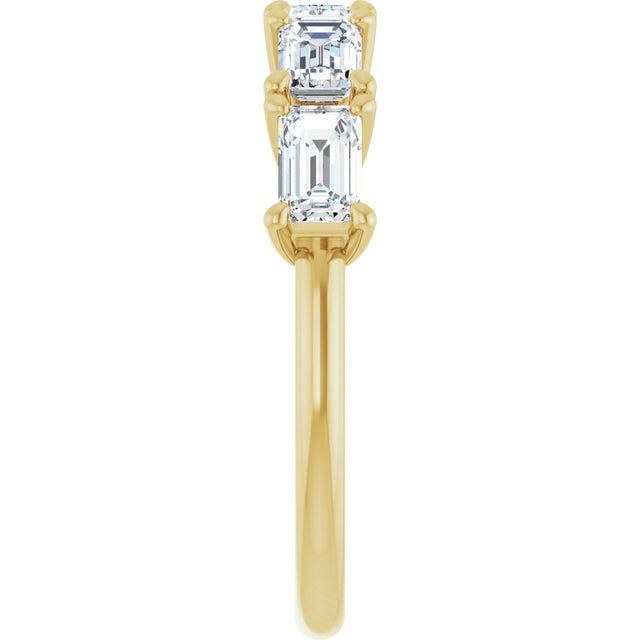 14K Gold Emerald Natural Diamond Five-Stone Anniversary Band - 3 CTW - Yellow Gold - view 4