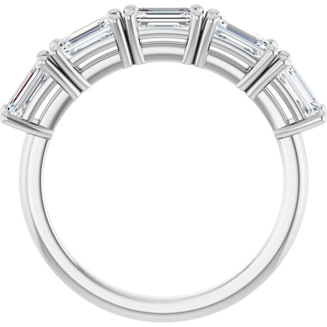Platinum Emerald Lab-Grown Diamond Five-Stone Anniversary Band - 1 3/4 CTW - view 2