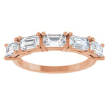 14K Gold Emerald Lab-Grown Diamond Five-Stone Anniversary Band - 1 3/4 CTW - Rose Gold - view 3