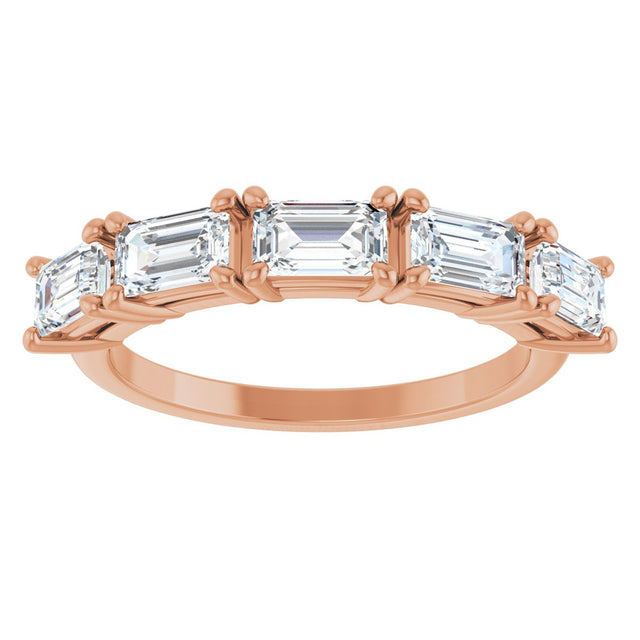 14K Gold Emerald Lab-Grown Diamond Five-Stone Anniversary Band - 1 3/4 CTW - Rose Gold - view 3