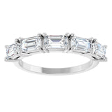 14K Gold Emerald Lab-Grown Diamond Five-Stone Anniversary Band - 1 3/4 CTW - White Gold - view 3