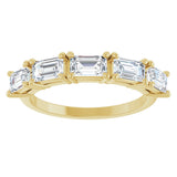 14K Gold Emerald Natural Diamond Five-Stone Anniversary Band - 3 CTW - Yellow Gold - view 3