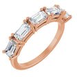 14K Gold Emerald Natural Diamond Five-Stone Anniversary Band - 3 CTW - Rose Gold