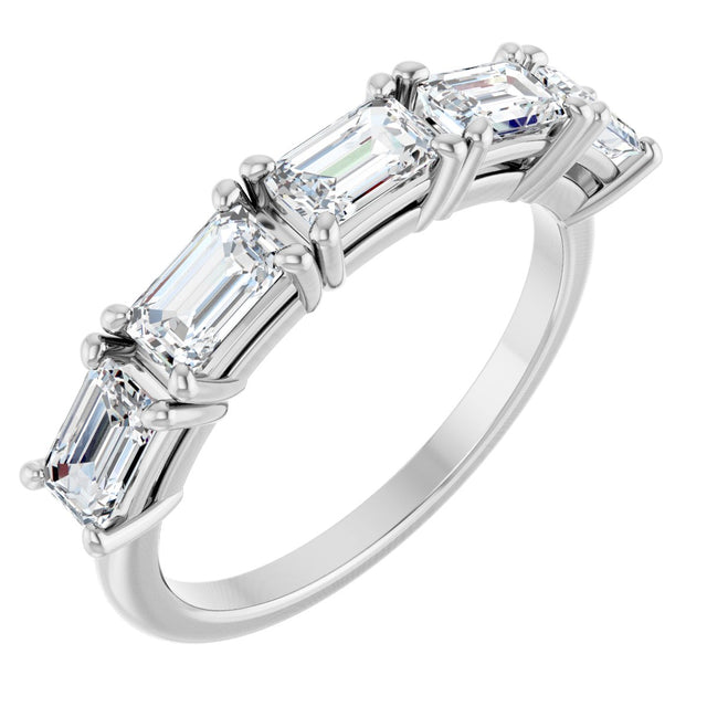 Platinum Emerald Natural Diamond Five-Stone Anniversary Band - 3 CTW