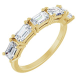 14K Gold Emerald Natural Diamond Five-Stone Anniversary Band - 3 CTW - Yellow Gold