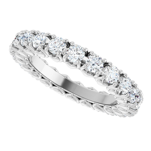 Platinum Round Natural Diamond Hidden Heart Eternity Band - 2.5mm Stones - view 10