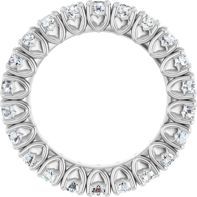 Platinum Round Natural Diamond Hidden Heart Eternity Band - 2.5mm Stones - view 7
