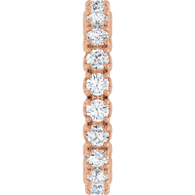 14K Gold Round Lab-Grown Diamond Hidden Heart Eternity Band - 2.5mm Stones - Rose Gold - view 9