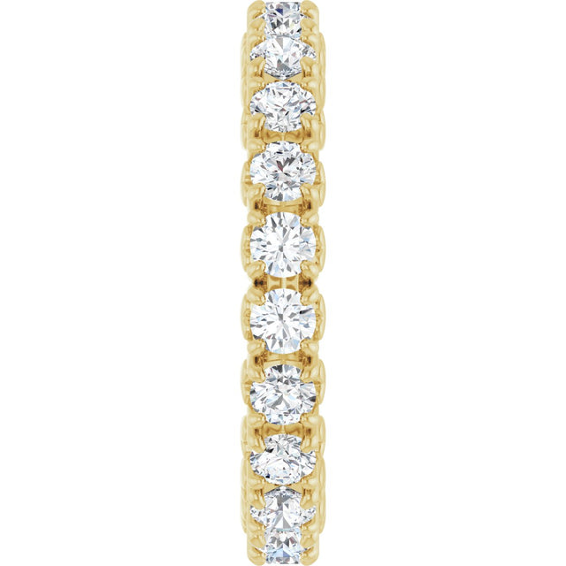 14K Gold Round Lab-Grown Diamond Hidden Heart Eternity Band - 2.5mm Stones - Yellow Gold - view 9
