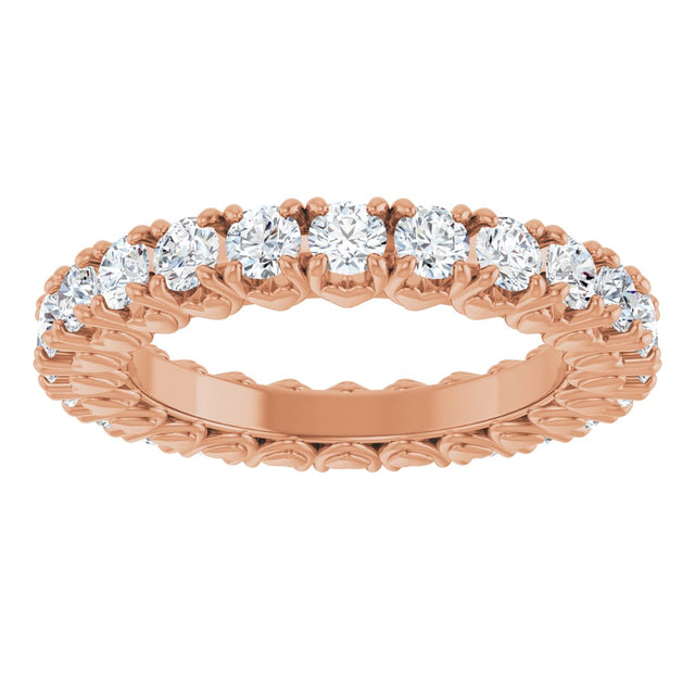 14K Gold Round Lab-Grown Diamond Hidden Heart Eternity Band - 2.5mm Stones - Rose Gold - view 8