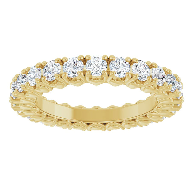 14K Gold Round Lab-Grown Diamond Hidden Heart Eternity Band - 2.5mm Stones - Yellow Gold - view 8