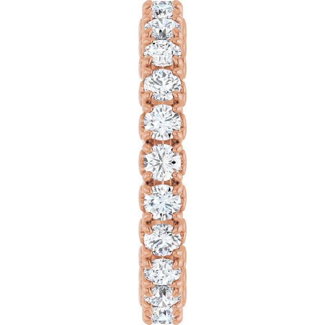 14K Gold Round Lab-Grown Diamond Hidden Heart Eternity Band - 2.5mm Stones - Rose Gold - view 9