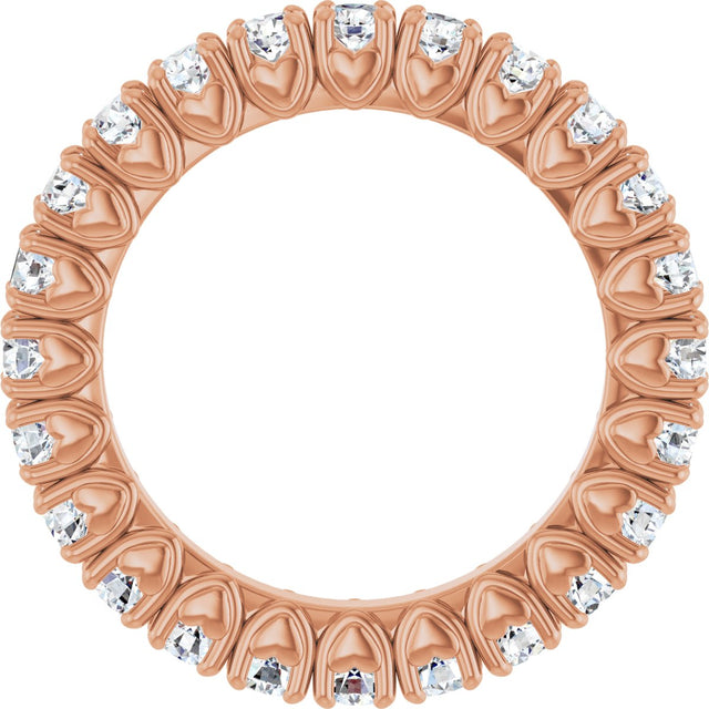 14K Gold Round Lab-Grown Diamond Hidden Heart Eternity Band - 2.5mm Stones - Rose Gold - view 7
