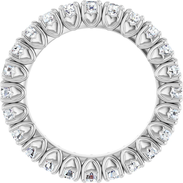 Platinum Round Natural Diamond Hidden Heart Eternity Band - 2.5mm Stones - view 7