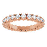 14K Gold Round Lab-Grown Diamond Hidden Heart Eternity Band - 2.5mm Stones - Rose Gold - view 8