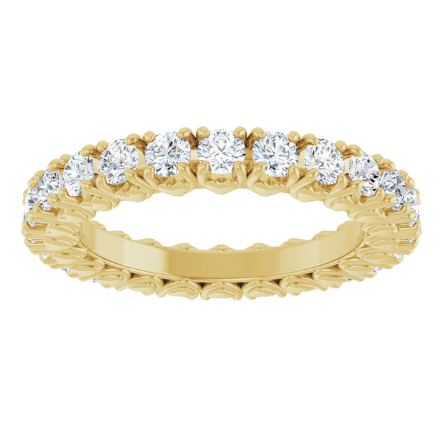 14K Gold Round Lab-Grown Diamond Hidden Heart Eternity Band - 2.5mm Stones - Yellow Gold - view 8