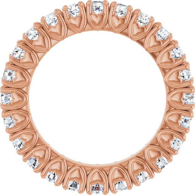 14K Gold Round Lab-Grown Diamond Hidden Heart Eternity Band - 2.5mm Stones - Rose Gold - view 7