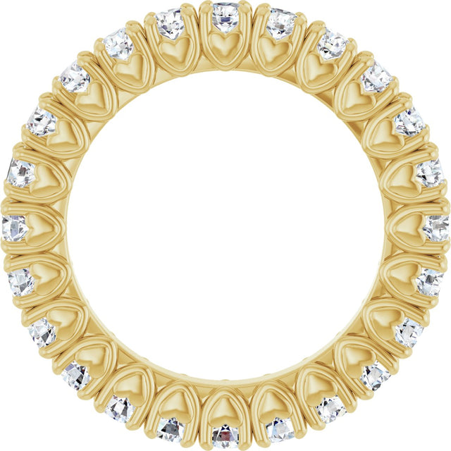 14K Gold Round Lab-Grown Diamond Hidden Heart Eternity Band - 2.5mm Stones - Yellow Gold - view 7