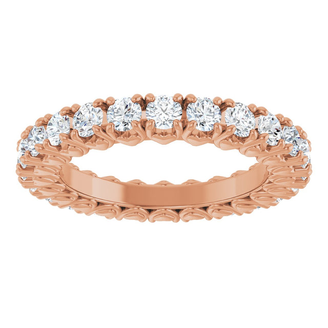 14K Gold Round Lab-Grown Diamond Hidden Heart Eternity Band - 2.5mm Stones - Rose Gold - view 8