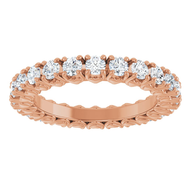 14K Gold Round Lab-Grown Diamond Hidden Heart Eternity Band - 2.5mm Stones - Rose Gold - view 8
