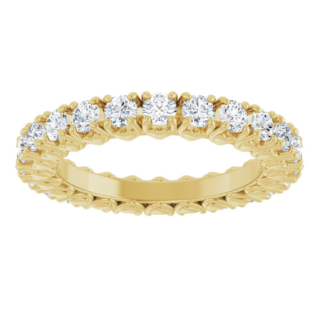 14K Gold Round Lab-Grown Diamond Hidden Heart Eternity Band - 2.5mm Stones - Yellow Gold - view 8
