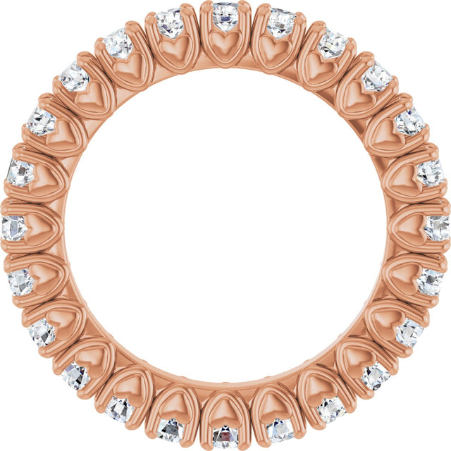 14K Gold Round Lab-Grown Diamond Hidden Heart Eternity Band - 2.5mm Stones - Rose Gold - view 7