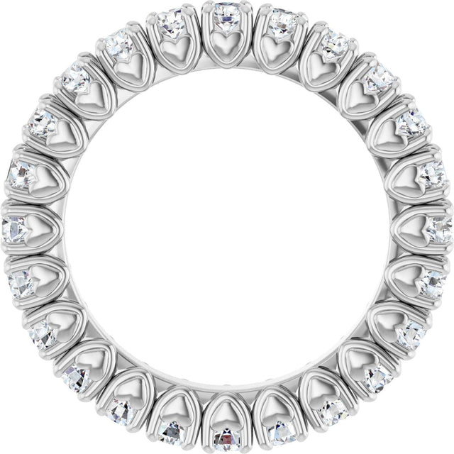 14K Gold Round Lab-Grown Diamond Hidden Heart Eternity Band - 2.5mm Stones - White Gold - view 7