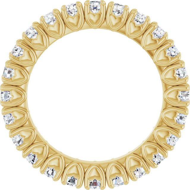 14K Gold Round Lab-Grown Diamond Hidden Heart Eternity Band - 2.5mm Stones - Yellow Gold - view 7
