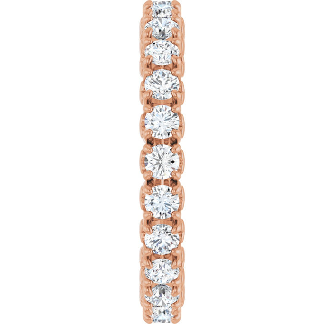 14K Gold Round Lab-Grown Diamond Hidden Heart Eternity Band - 2.5mm Stones - Rose Gold - view 9