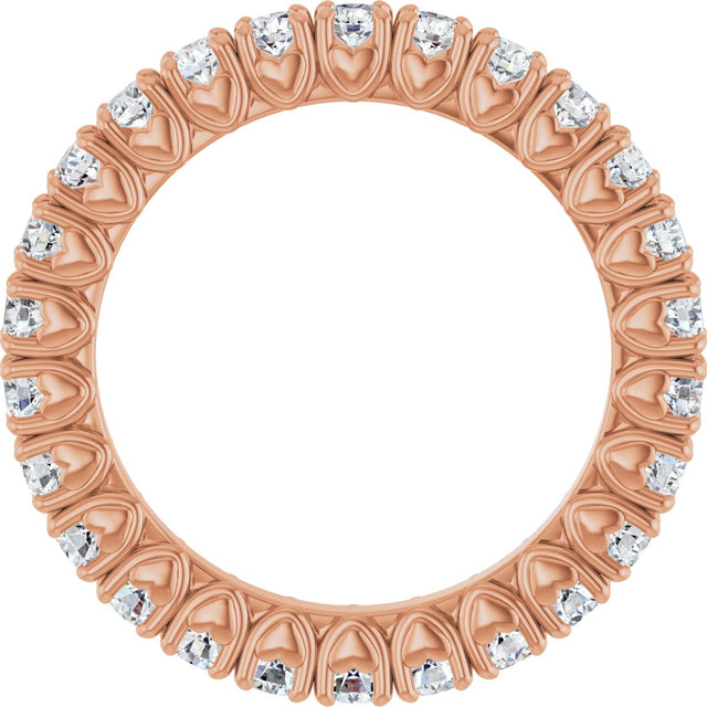 14K Gold Round Lab-Grown Diamond Hidden Heart Eternity Band - 2.5mm Stones - Rose Gold - view 7