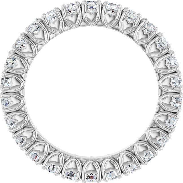 Platinum Round Natural Diamond Hidden Heart Eternity Band - 2.5mm Stones - view 7