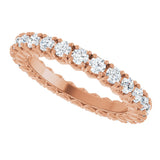 14K Gold Round Lab-Grown Diamond Hidden Heart Eternity Band - 2.5mm Stones - Rose Gold - view 10