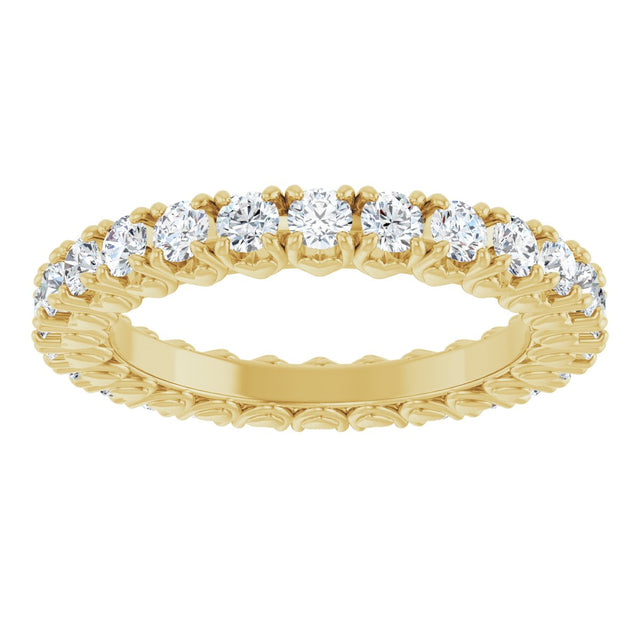 14K Gold Round Lab-Grown Diamond Hidden Heart Eternity Band - 2.5mm Stones - Yellow Gold - view 8