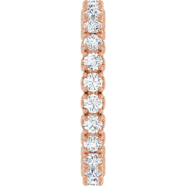 14K Gold Round Lab-Grown Diamond Hidden Heart Eternity Band - 2.5mm Stones - Rose Gold - view 9