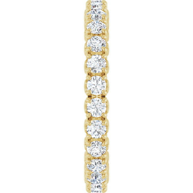 14K Gold Round Lab-Grown Diamond Hidden Heart Eternity Band - 2.5mm Stones - Yellow Gold - view 9