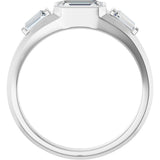 Platinum Emerald Lab-Grown Diamond Three-Stone Band - 7/8-1 1/2 CTW - view 2
