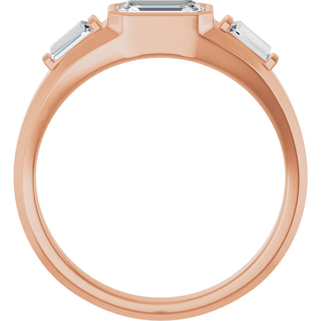 14K Gold Emerald Lab-Grown Diamond Three-Stone Band - 7/8-1 1/2 CTW - Rose Gold - view 2