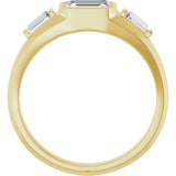 14K Gold Emerald Lab-Grown Diamond Three-Stone Band - 7/8-1 1/2 CTW - Yellow Gold - view 2