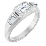 Platinum Emerald Lab-Grown Diamond Three-Stone Band - 7/8-1 1/2 CTW