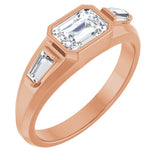 14K Gold Emerald Lab-Grown Diamond Three-Stone Band - 7/8-1 1/2 CTW - Rose Gold