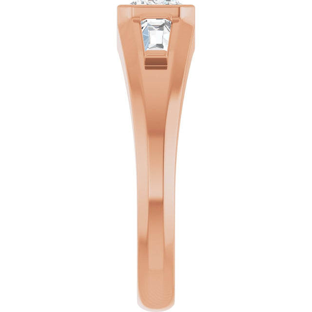 14K Gold Emerald Lab-Grown Diamond Three-Stone Band - 7/8-1 1/2 CTW - Rose Gold - view 4