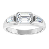 Platinum Emerald Lab-Grown Diamond Three-Stone Band - 7/8-1 1/2 CTW - view 3